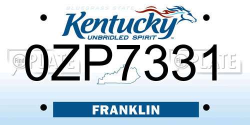 0ZP7331 Kentucky License Plate
