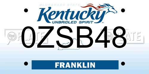 0ZSB48 Kentucky License Plate