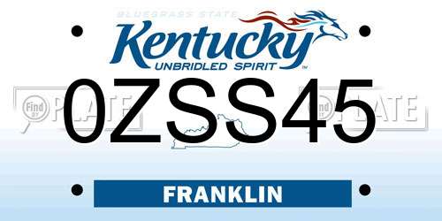 0ZSS45 Kentucky License Plate
