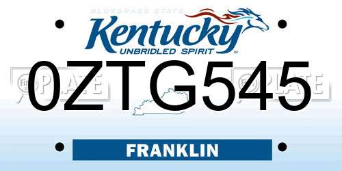 0ZTG545 Kentucky License Plate