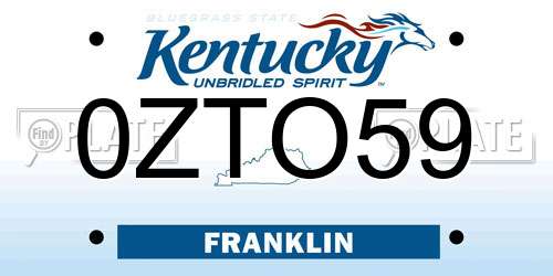 0ZTO59 Kentucky License Plate