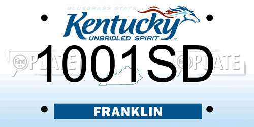 1001SD Kentucky License Plate