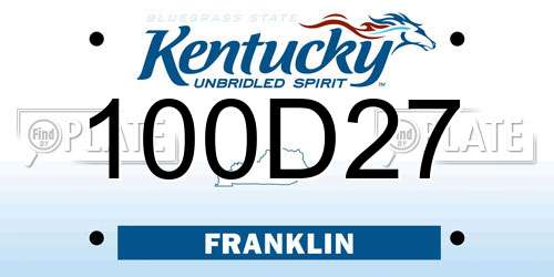 100D27 Kentucky License Plate