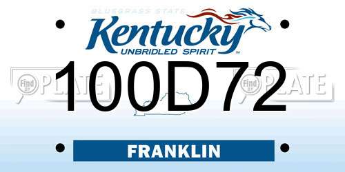 100D72 Kentucky License Plate