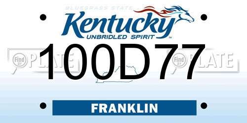 100D77 Kentucky License Plate