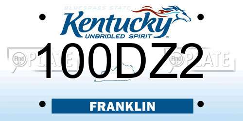 100DZ2 Kentucky License Plate