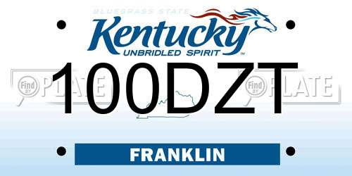 100DZT Kentucky License Plate