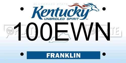 100EWN Kentucky License Plate