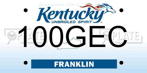 100GEC Kentucky License Plate