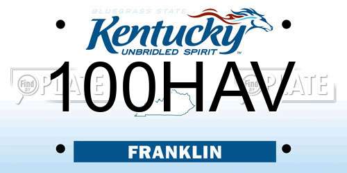 100HAV Kentucky License Plate