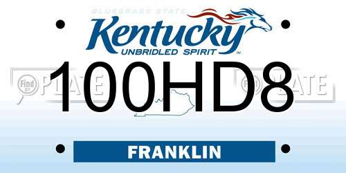 100HD8 Kentucky License Plate