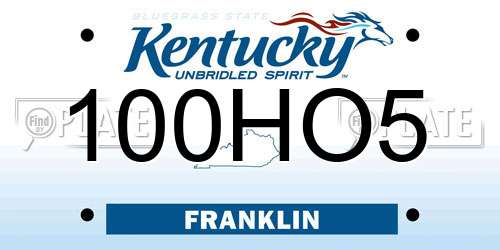 100HO5 Kentucky License Plate