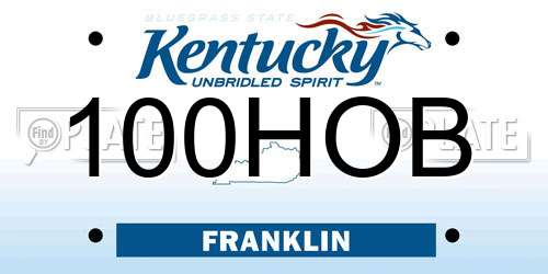 100HOB Kentucky License Plate