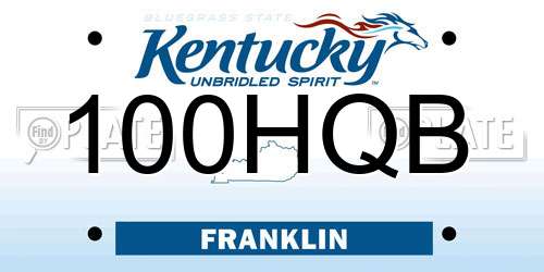 100HQB Kentucky License Plate