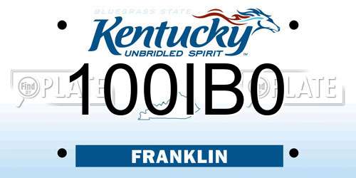 100IB0 Kentucky License Plate