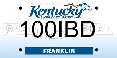 100IBD Kentucky License Plate