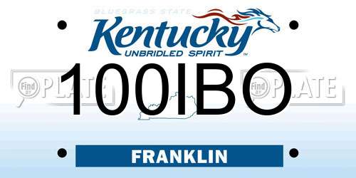 100IBO Kentucky License Plate