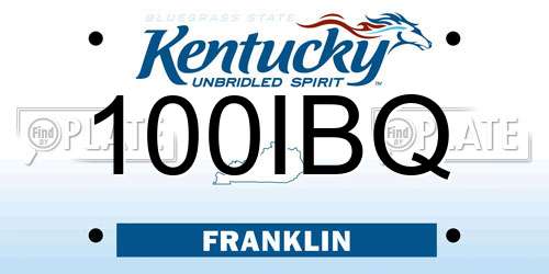 100IBQ Kentucky License Plate