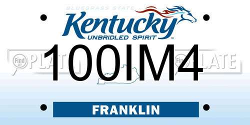 100IM4 Kentucky License Plate