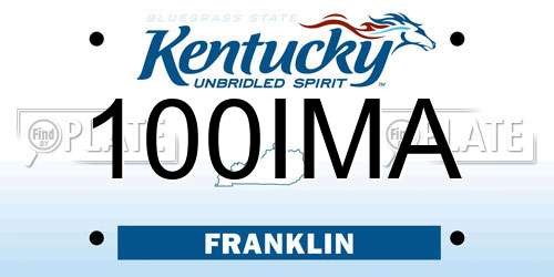 100IMA Kentucky License Plate