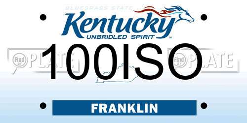 100ISO Kentucky License Plate