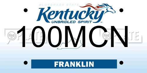 100MCN Kentucky License Plate