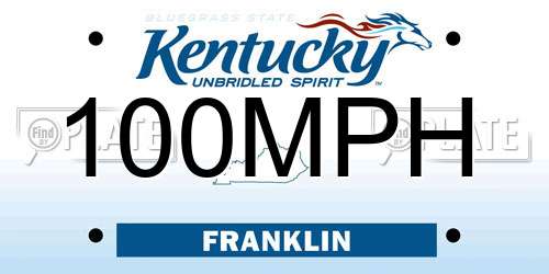 100MPH Kentucky License Plate