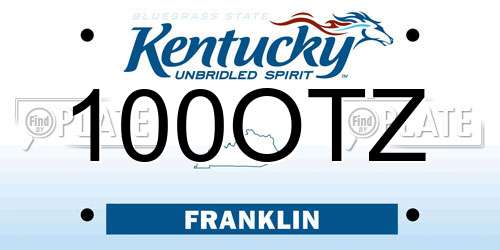 100OTZ Kentucky License Plate