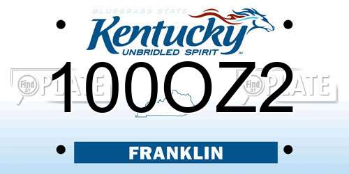 100OZ2 Kentucky License Plate