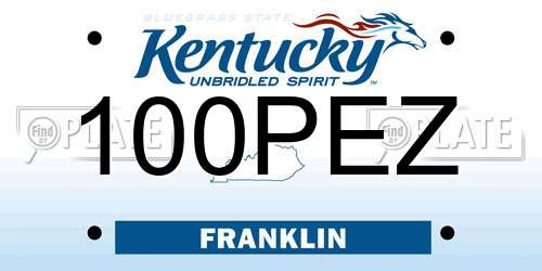100PEZ Kentucky License Plate