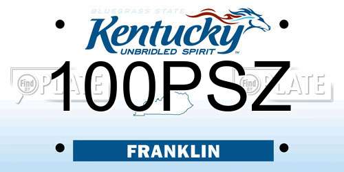 100PSZ Kentucky License Plate
