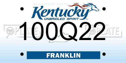 100Q22 Kentucky License Plate