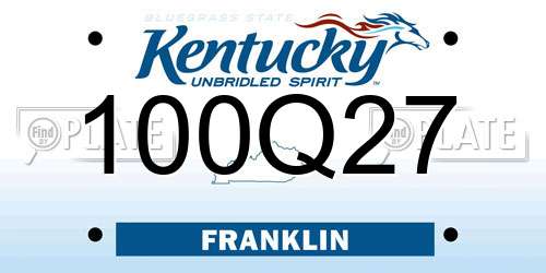 100Q27 Kentucky License Plate