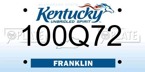 100Q72 Kentucky License Plate