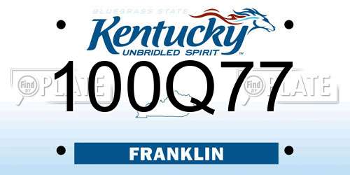 100Q77 Kentucky License Plate