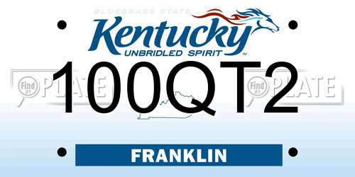 100QT2 Kentucky License Plate
