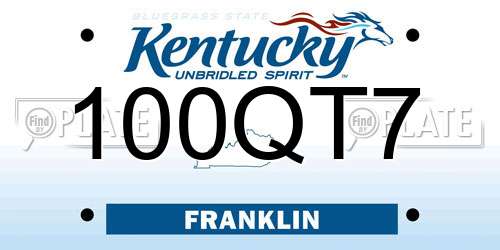 100QT7 Kentucky License Plate