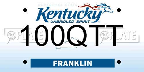 100QTT Kentucky License Plate