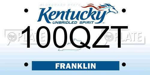 100QZT Kentucky License Plate