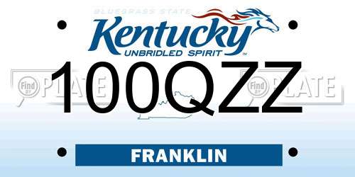 100QZZ Kentucky License Plate