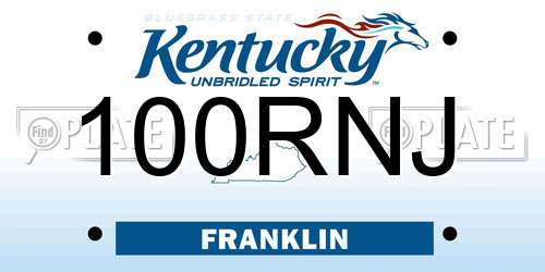 100RNJ Kentucky License Plate