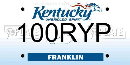 100RYP Kentucky License Plate