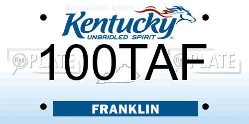 100TAF Kentucky License Plate