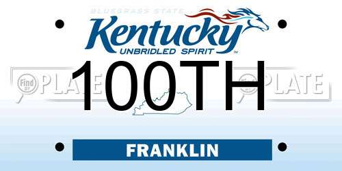 100TH Kentucky License Plate