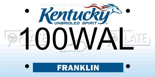 100WAL Kentucky License Plate