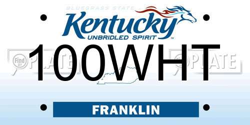 100WHT Kentucky License Plate