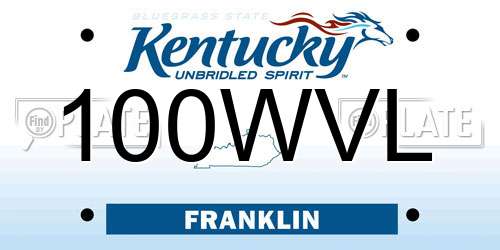 100WVL Kentucky License Plate