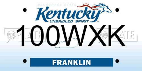 100WXK Kentucky License Plate