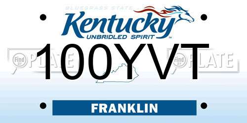 100YVT Kentucky License Plate