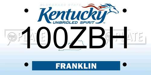 100ZBH Kentucky License Plate